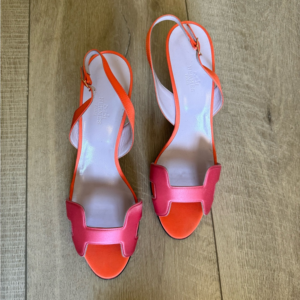 Hermes Premier Satin Heeled Sandals